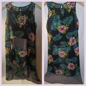 Art Class asymmetrical hem sheer shirt with attached cami